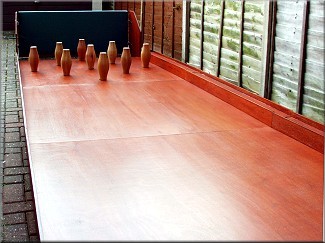 5' league standard skittle alley. The Skittle Alley Company buy or hire skittle alleys
